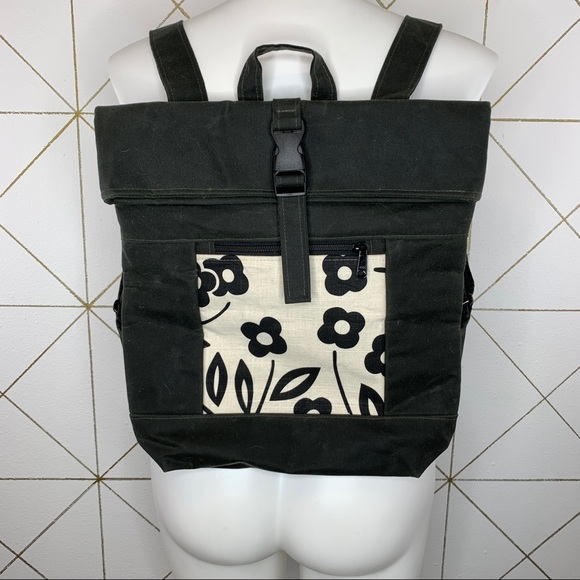 Heidi West Waxed Canvas Floral Panel Backpack